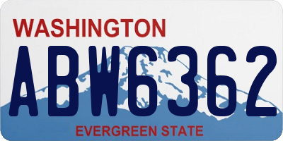 WA license plate ABW6362
