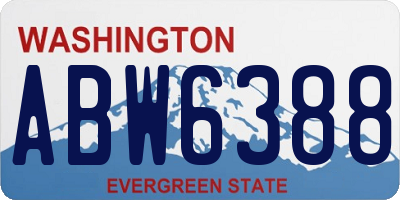 WA license plate ABW6388