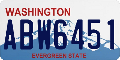 WA license plate ABW6451