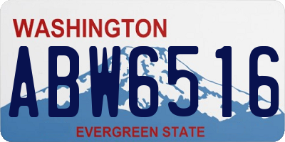 WA license plate ABW6516