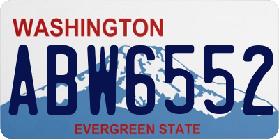 WA license plate ABW6552