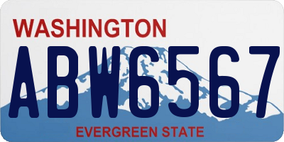 WA license plate ABW6567