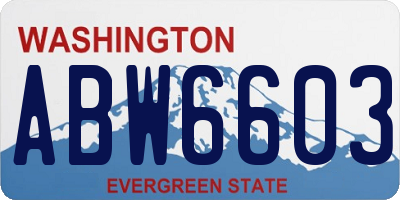 WA license plate ABW6603