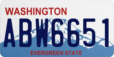 WA license plate ABW6651