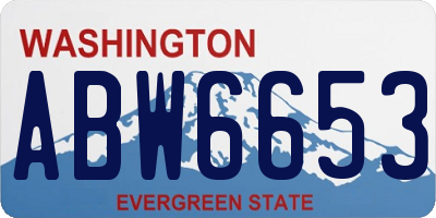 WA license plate ABW6653