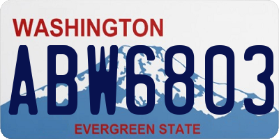 WA license plate ABW6803