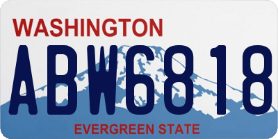 WA license plate ABW6818
