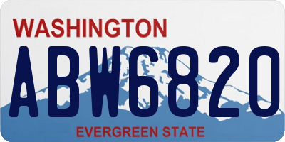 WA license plate ABW6820