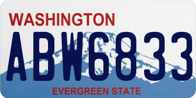 WA license plate ABW6833