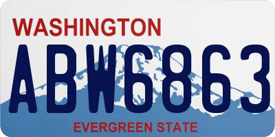 WA license plate ABW6863