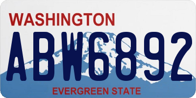 WA license plate ABW6892