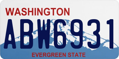 WA license plate ABW6931