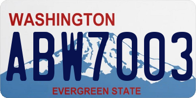 WA license plate ABW7003