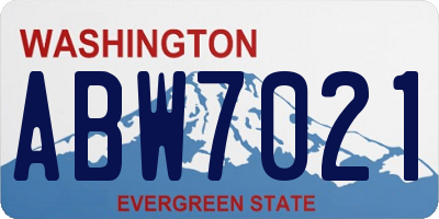WA license plate ABW7021