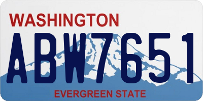 WA license plate ABW7651