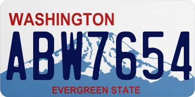 WA license plate ABW7654