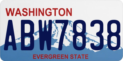 WA license plate ABW7838