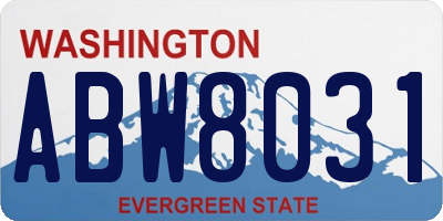 WA license plate ABW8031