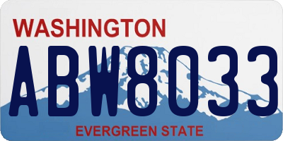 WA license plate ABW8033