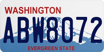 WA license plate ABW8072