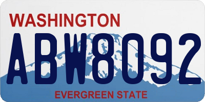 WA license plate ABW8092