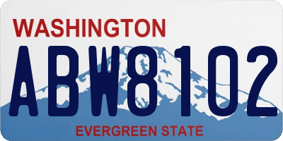 WA license plate ABW8102