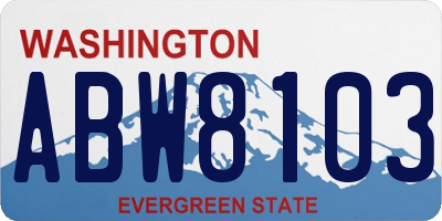 WA license plate ABW8103
