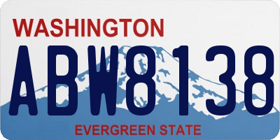 WA license plate ABW8138