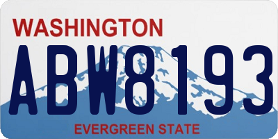 WA license plate ABW8193