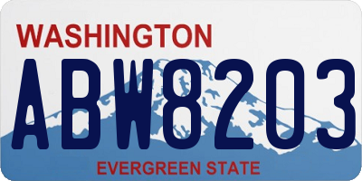WA license plate ABW8203
