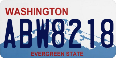 WA license plate ABW8218