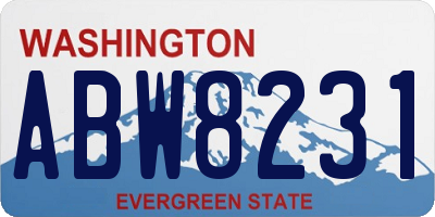 WA license plate ABW8231