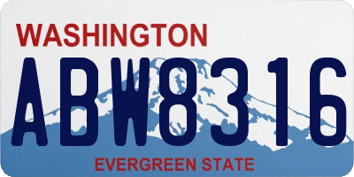 WA license plate ABW8316