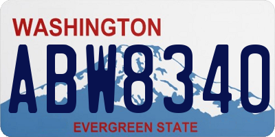 WA license plate ABW8340