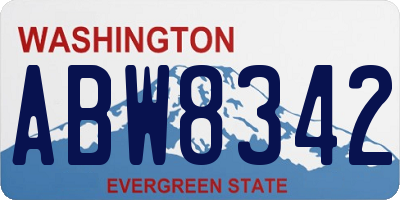 WA license plate ABW8342