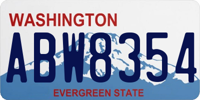 WA license plate ABW8354