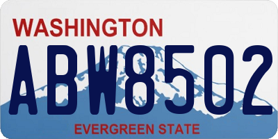 WA license plate ABW8502