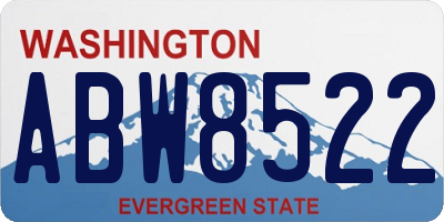 WA license plate ABW8522
