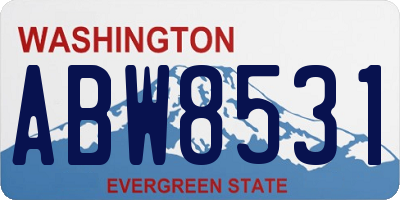 WA license plate ABW8531