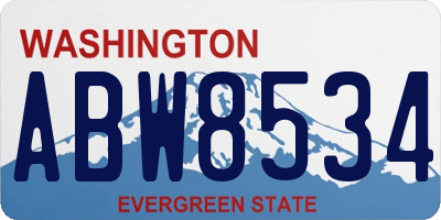 WA license plate ABW8534