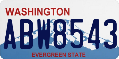 WA license plate ABW8543