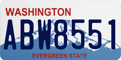 WA license plate ABW8551