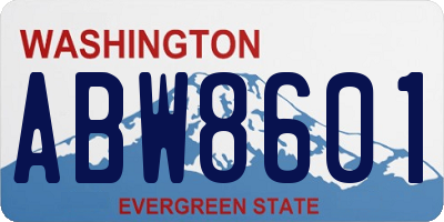 WA license plate ABW8601