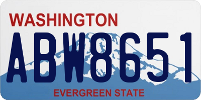 WA license plate ABW8651