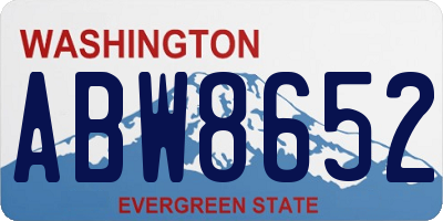 WA license plate ABW8652