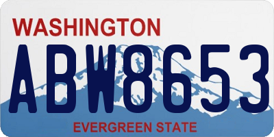WA license plate ABW8653