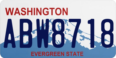WA license plate ABW8718