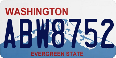 WA license plate ABW8752