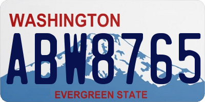 WA license plate ABW8765