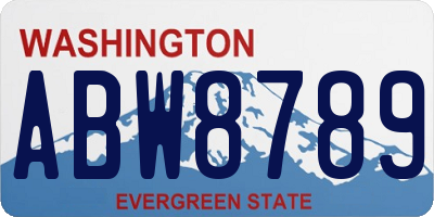 WA license plate ABW8789